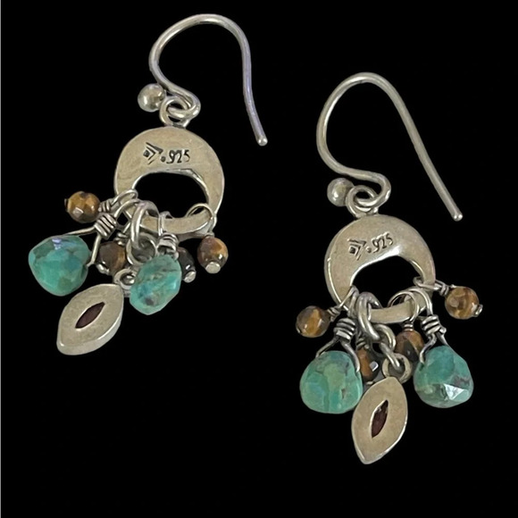 Silpada Turquoise|Tiger’s Eye Sterling Silver Earrings - Picture 4 of 5